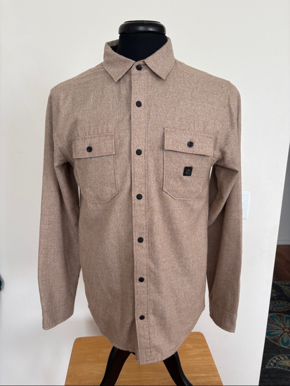 Roark Men's Button-Up Shirt Jacket in Heathered Taupe Size Small